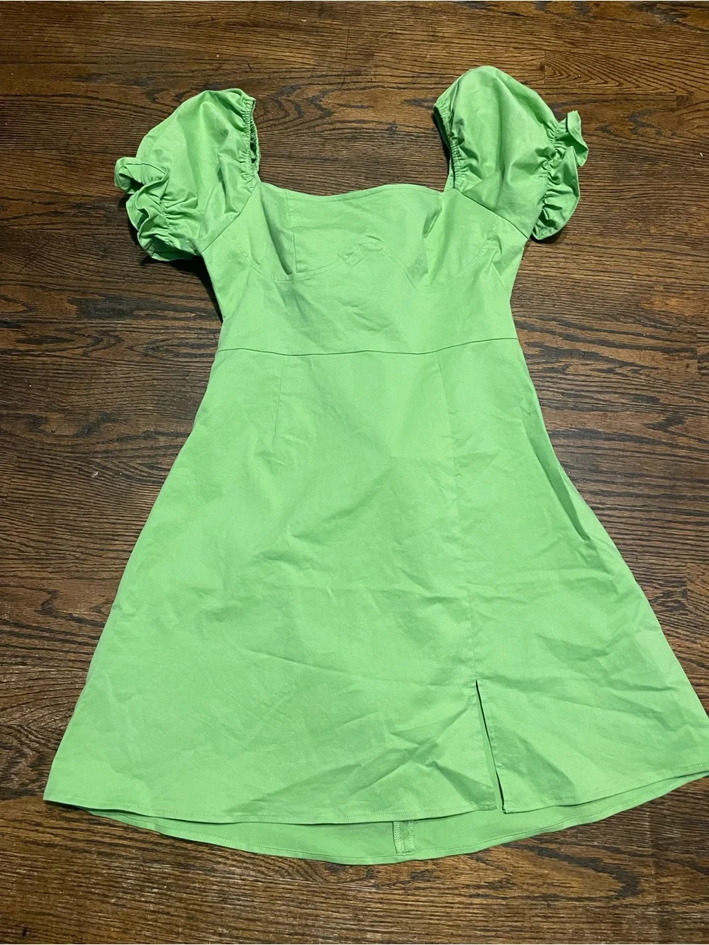 Fashion Nova Lime Green Puff Sleeve Square Neck Mini Dress size XL NWT